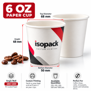 6 OZ Single Wall Paper Cup – Custom Printing