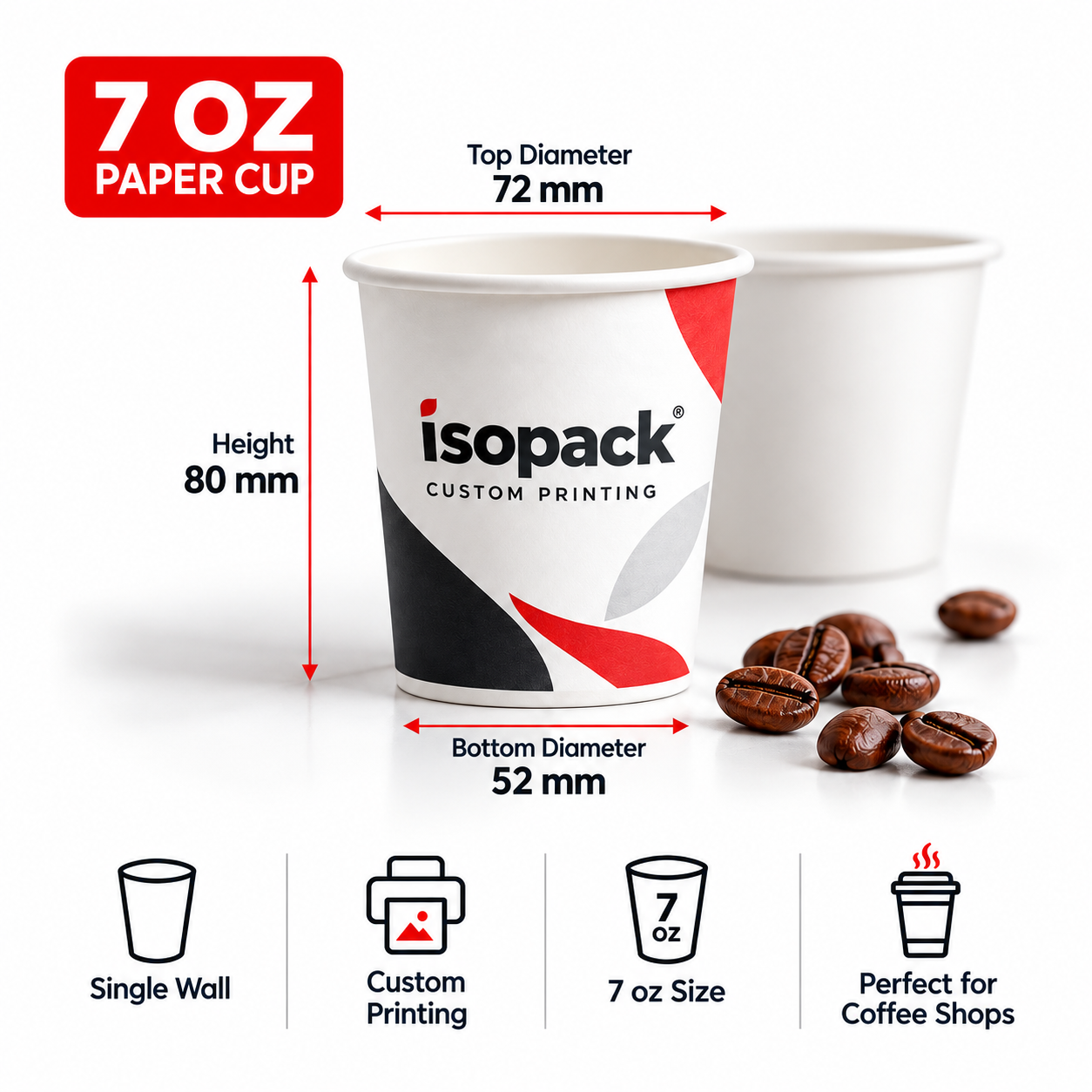 7 OZ Single Wall Paper Cup – Custom Printing
